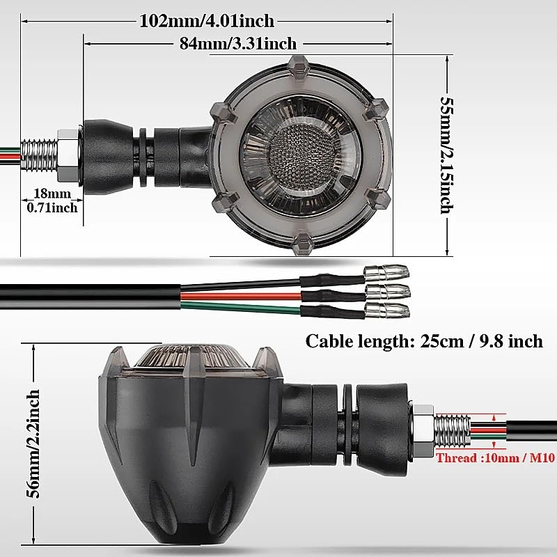 Luces señalización Luces De Señal Giro Para Motocicleta | Luces de señal de para motocicleta, lámpara indicadora de Flash que fluye secuencial(4 White and Relay)