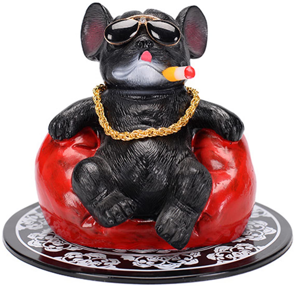 French Bulldog Statue with Sunglasses - Resin Figurine for Home Decor, Cute Dog Lover Gifts, 3.7" H x 4.7" L x 4.7" W