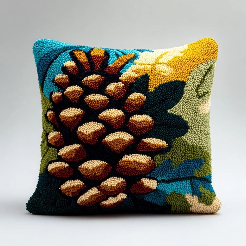 WallustrioaW Latch Hook Cushion Kits,Pine Cone Pattern