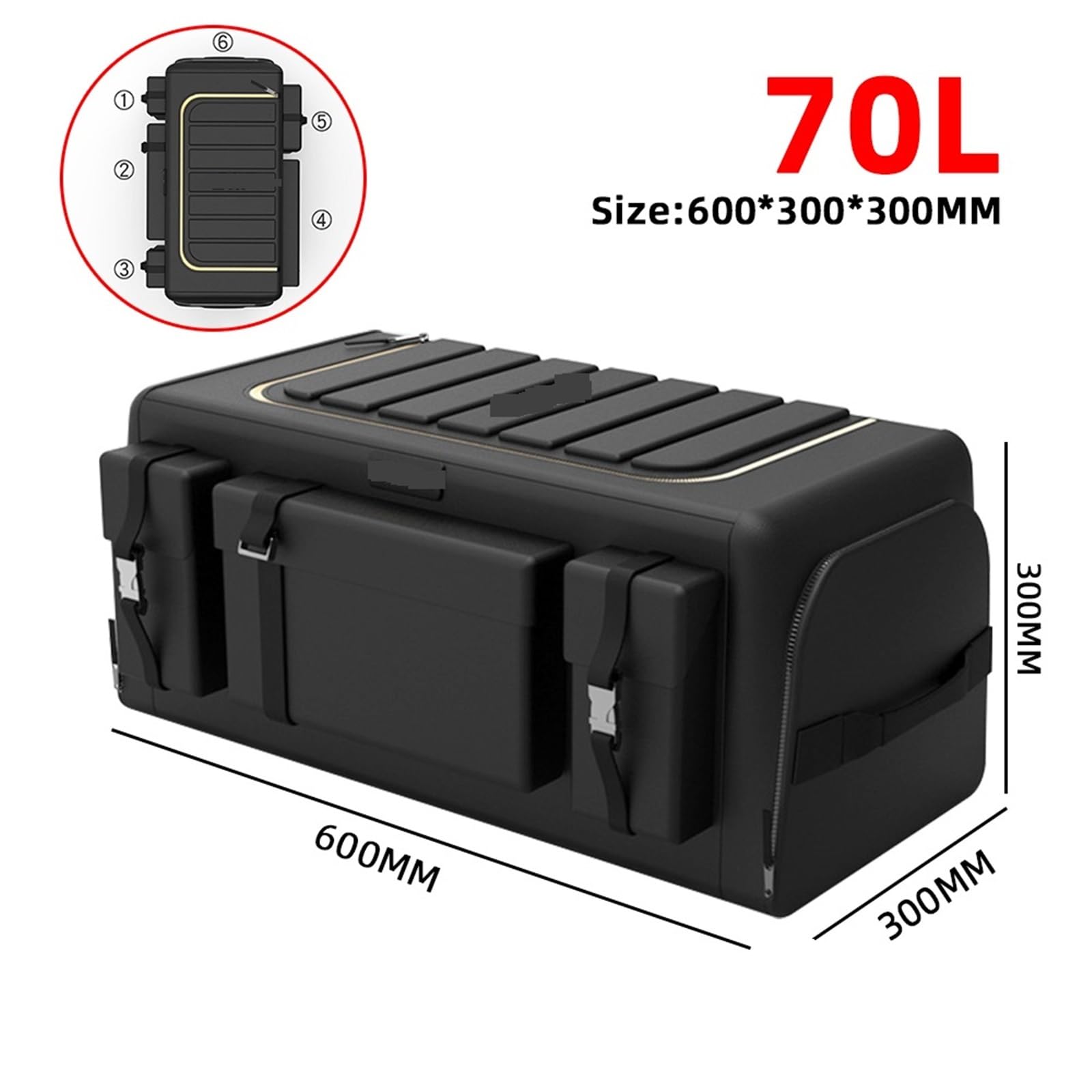Abrazaderas de cable de acero, abrazaderas de cabl Caja grande for herramientas multiusos for almacenamiento automático, bolsa de tela Oxford plegable for almacenamiento de emergencia(70l 600x300x300m