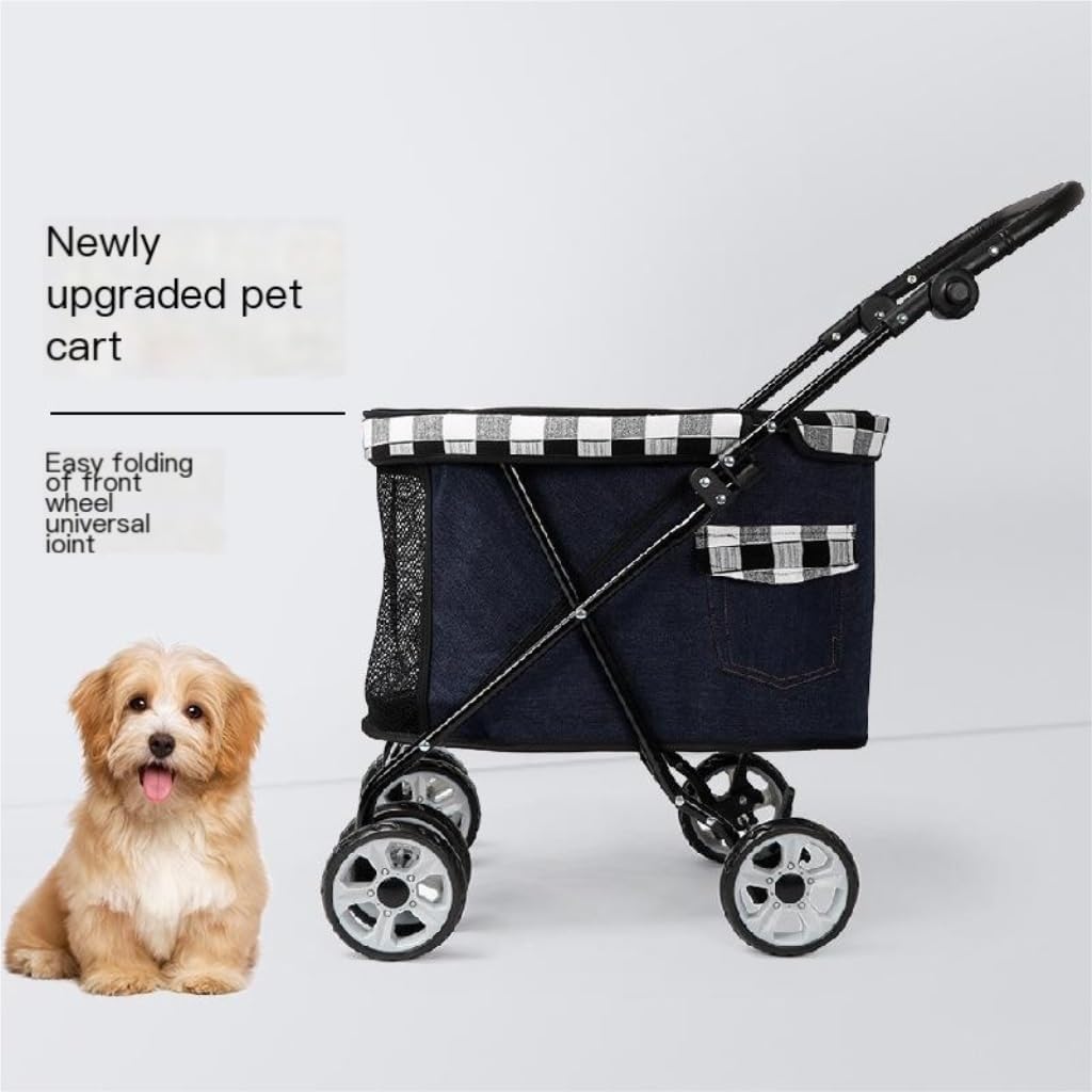 Pet Strollers Multifunctional Pet Stroller Cross-Border Cat Small Portable Stroller Pet Cart Teddy Dog Lightweight Stroller Pet Stroller Medium(C)