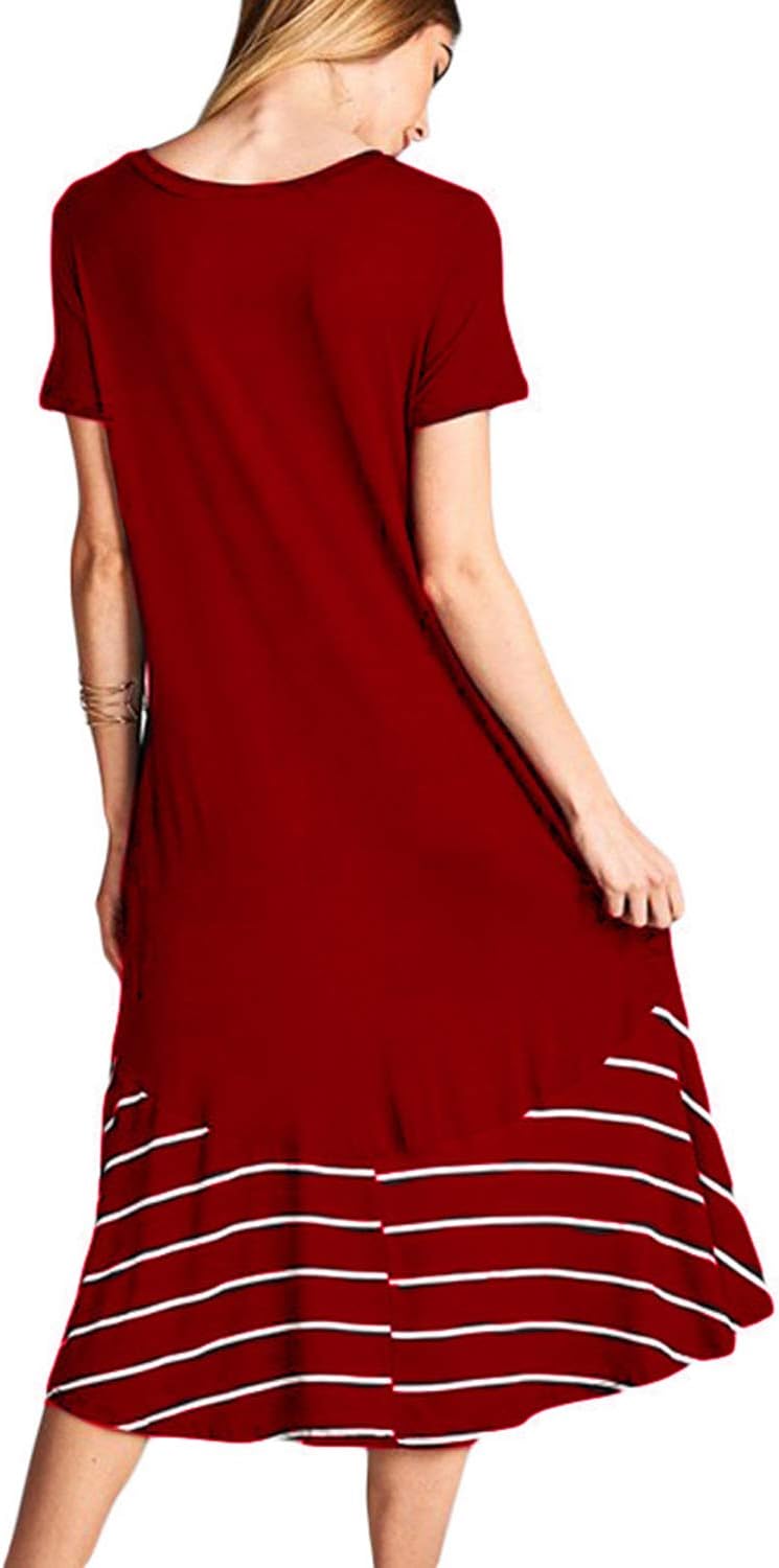 Jayscreate Women's Summer V Neck Layered Doll Dress Above Knee Ruffle Sleeve Pockets Elastic WaistWork Casual Dress - Image 2