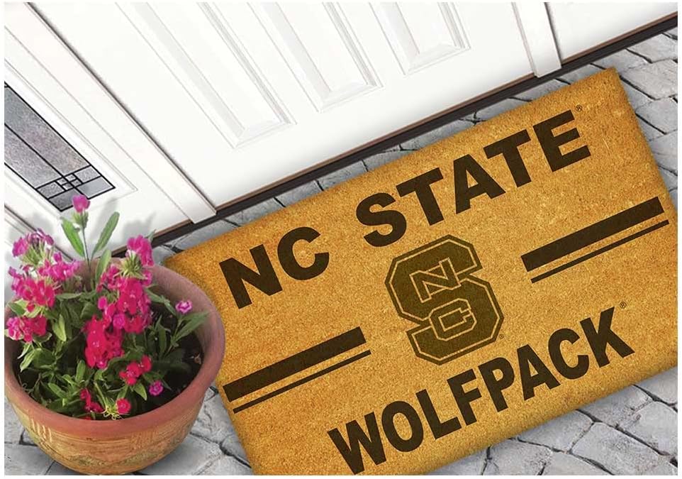 KH Sports Fan NC State Wolfpack Team Logo Coir Doormat, 18x30 Inches, Wolfpack Outdoor Rug; Display Your Team Spirit with This Unique NC State Wolfpack Doormat