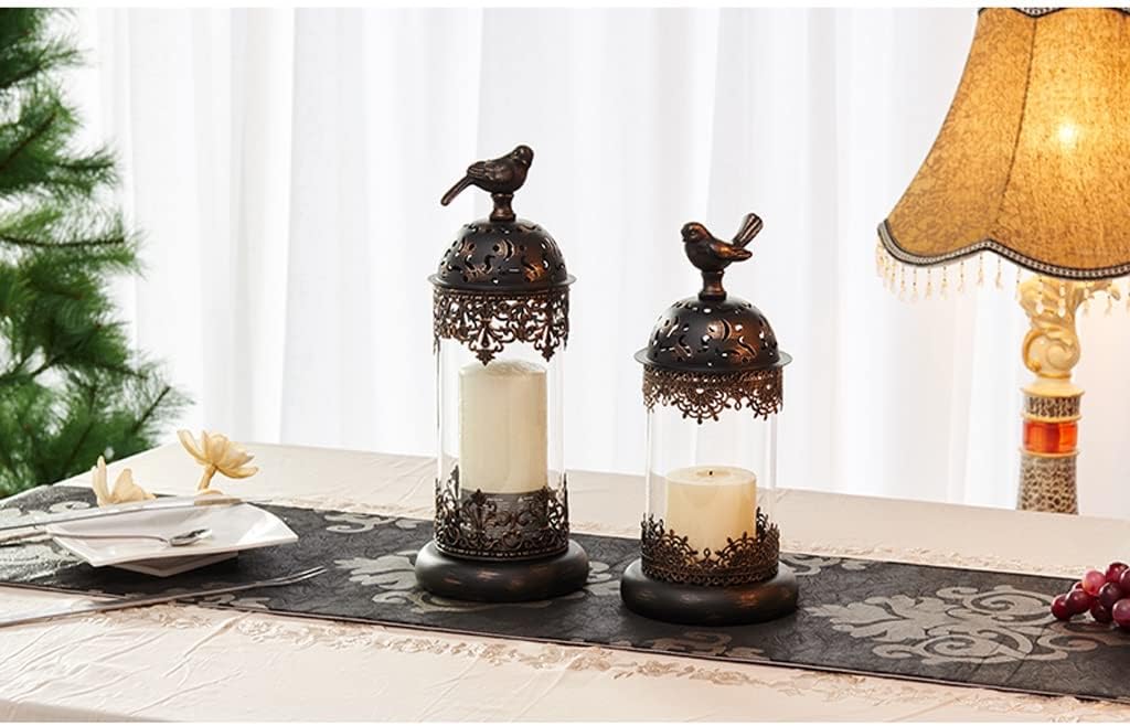 Vintage Candelabra Nordic Retro Glass Hollow Carved Candle Holder Home Decoration Candle Holder Suitable for Living Room Restaurant Banquet Candle Stand(B)