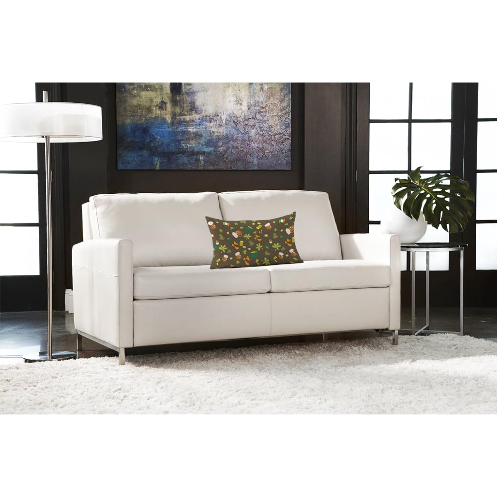 AOYEGO St Patrick Shamrock Gold Coin Pillow Case 12x20 Inch Beer Irish Flag Green Hat Rectangle Throw Pillow Covers Home Decor Cotton Linen Cushion for Men Women Boys Girls