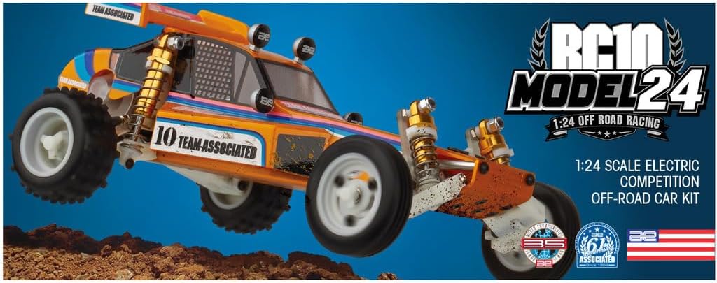 Team Associated 20200 RC10 Model 24 Classic Kit 1/24 Scale Electric Off-Road Buggy with Independent Suspension and Aluminum Chassis
