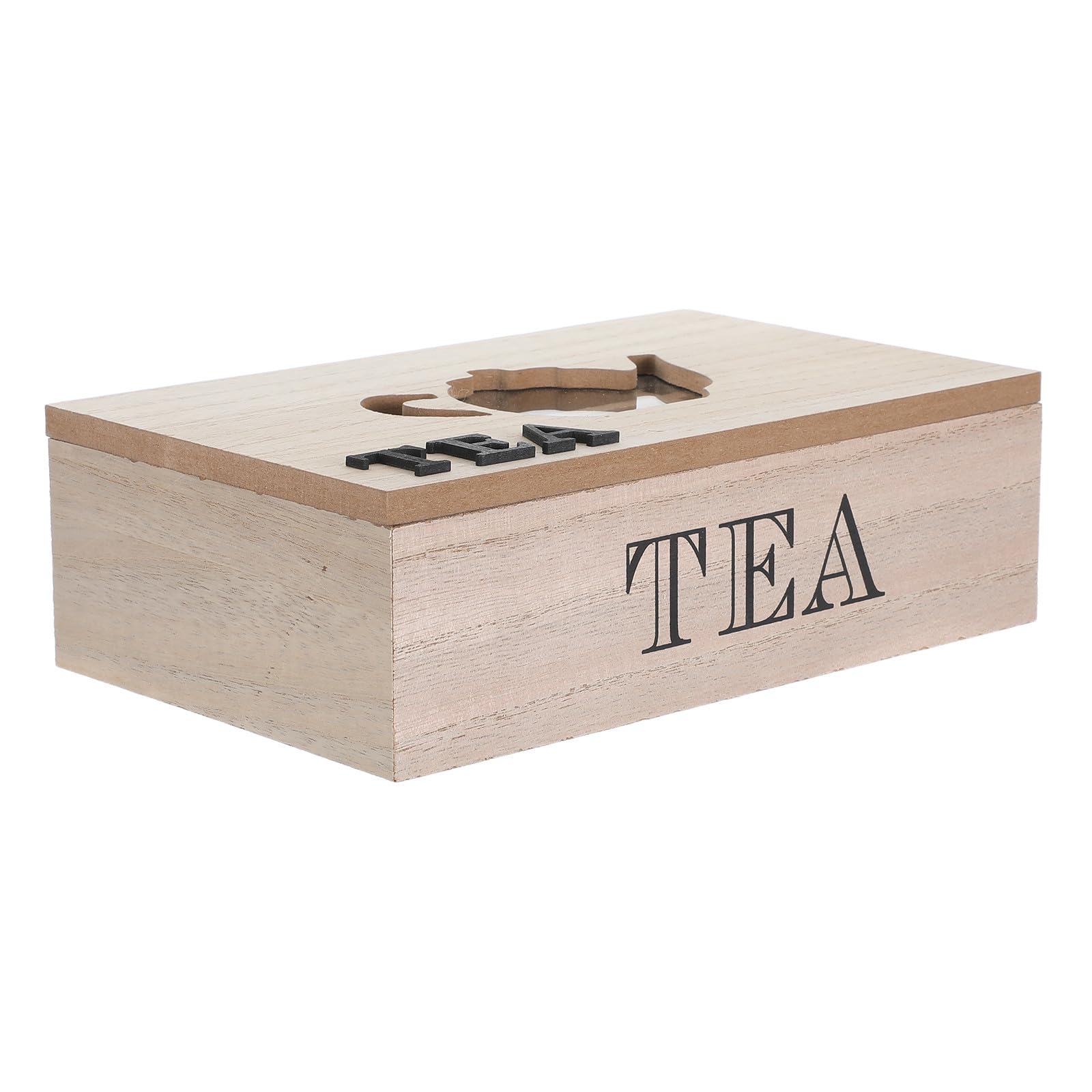 Caja de madera con 6 compartimentos para ordenar bolsas de té