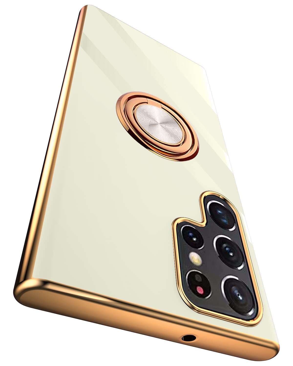 Tnarru Compatible for Samsung Galaxy S22 Ultra Case with Ring Holder Kickstand [with Magnetic] Soft TPU Shockproof Electroplated Protective Phone Case