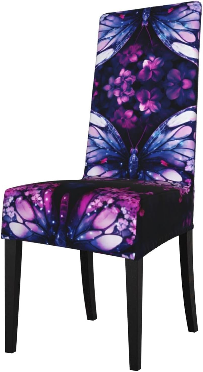 Sparkling Butterfly Prints Protection Cover for Dining Chair - Stretchable Chair Throw Covers for Dining Room, Hotel Event Party