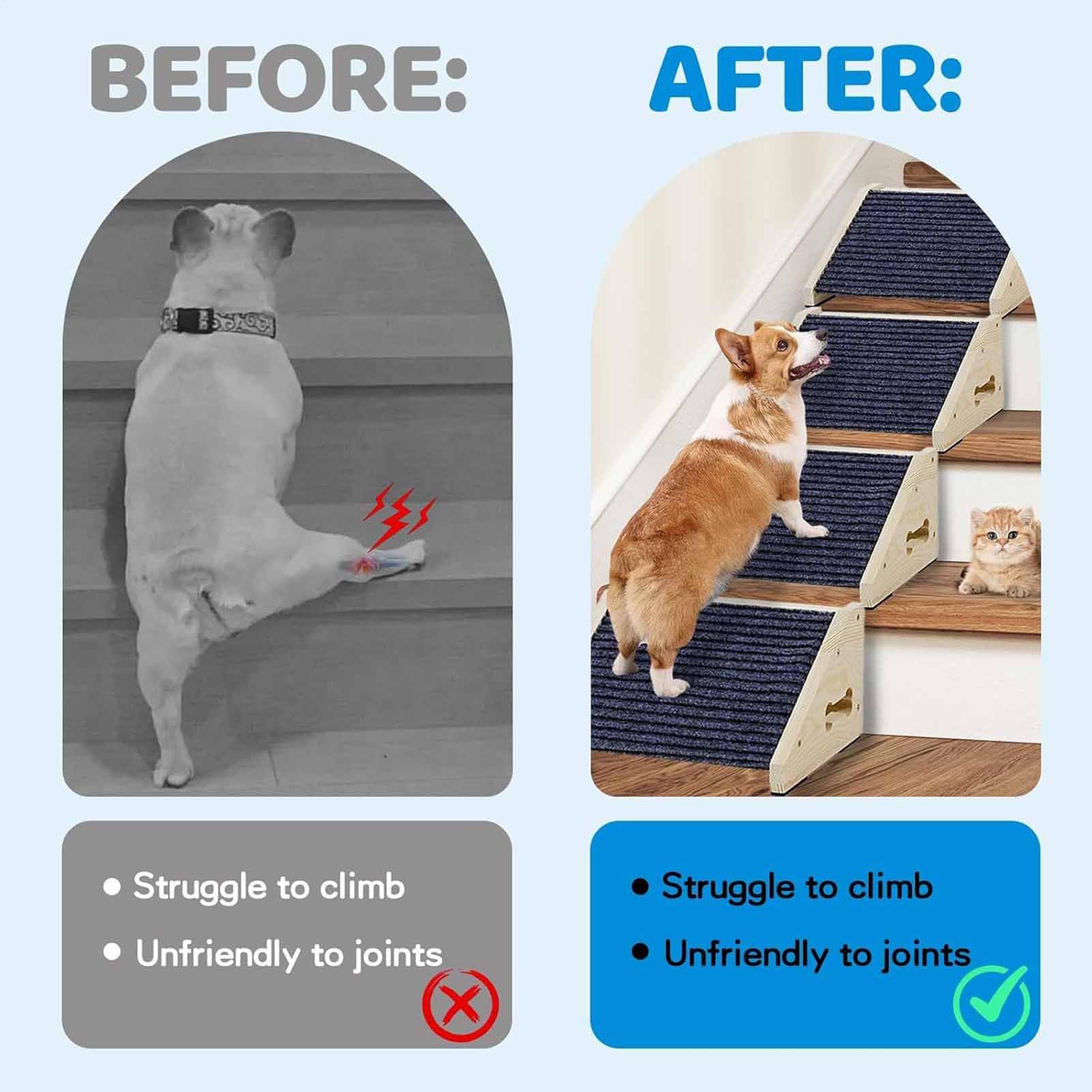 Rampa para perros para sofá, rampas antideslizantes de seguridad de 26 grados, escalones de sofá, escalera para perros y gatos, para interiores, hogar, dormitorio, escalera