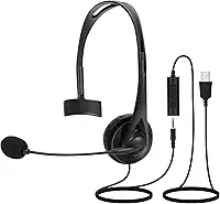 Headset USB com Microfone para Telemarketing, Call Center e Escritório – Fone de Ouvido com Cancelamento de Ruído, Leve e Confortável
