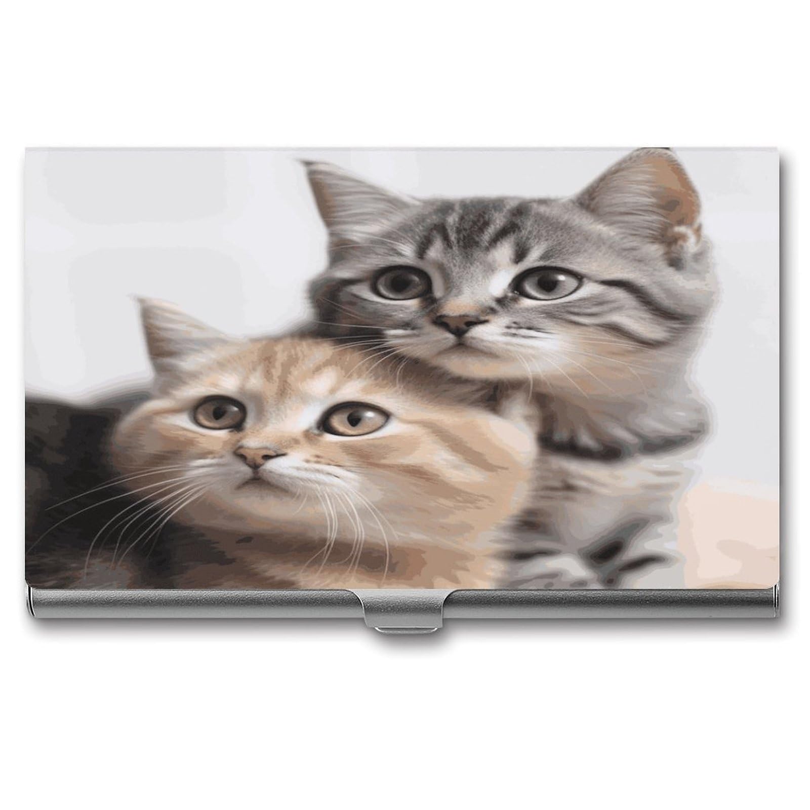 FekiLoot Cats Business Card Holder for Men Women Metal Slim Organizer Business Card Carrier Wallet Name Cards Holder Retro Slim Pocket Purse Small Portable Card Case