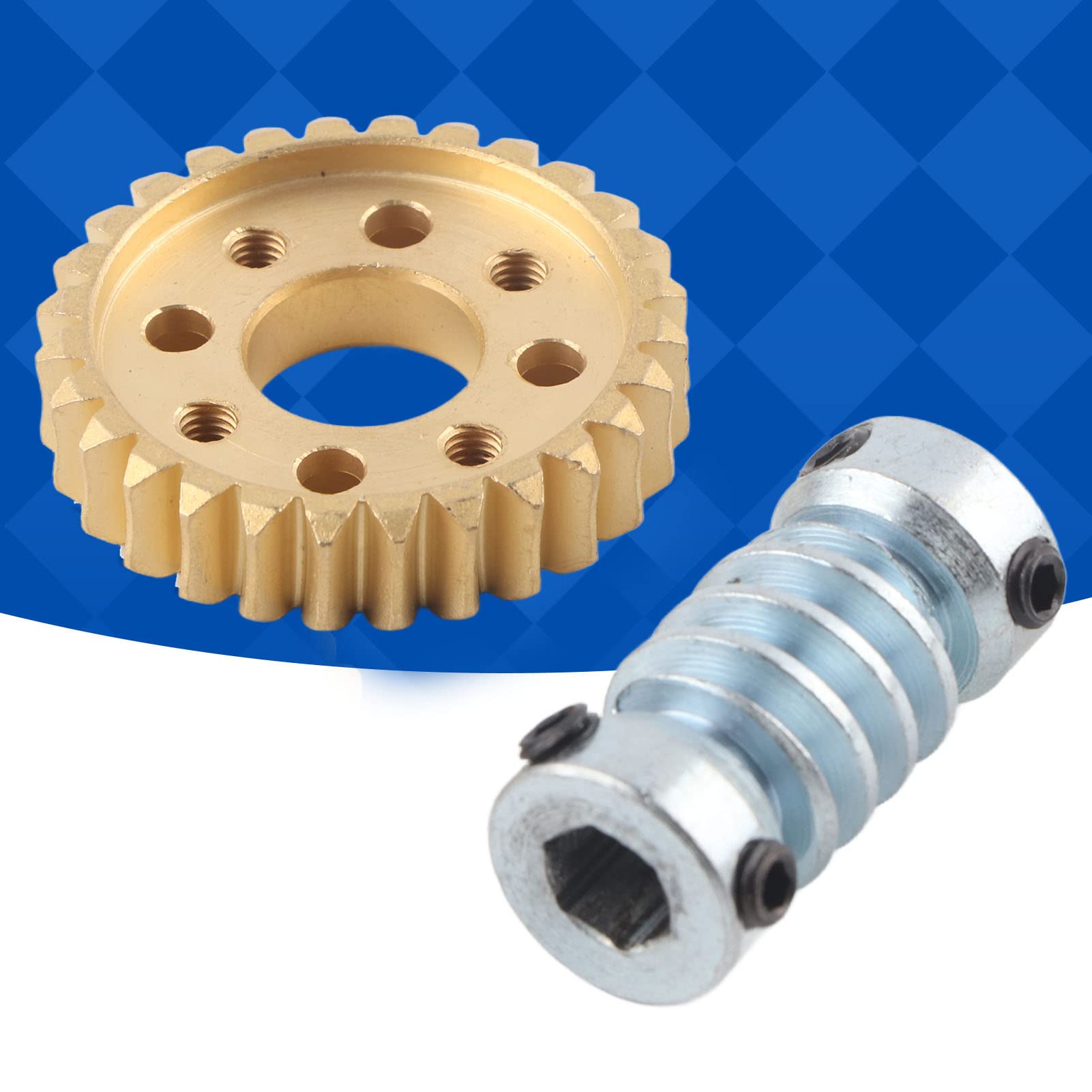 Worm Speed Reducer, Worm Gear Set 6mm Bore Gear Shaft 28:1 Reduction Ratio 24 Teeth Worm Wheel High Torsion for Motor Internal Drive Accessories