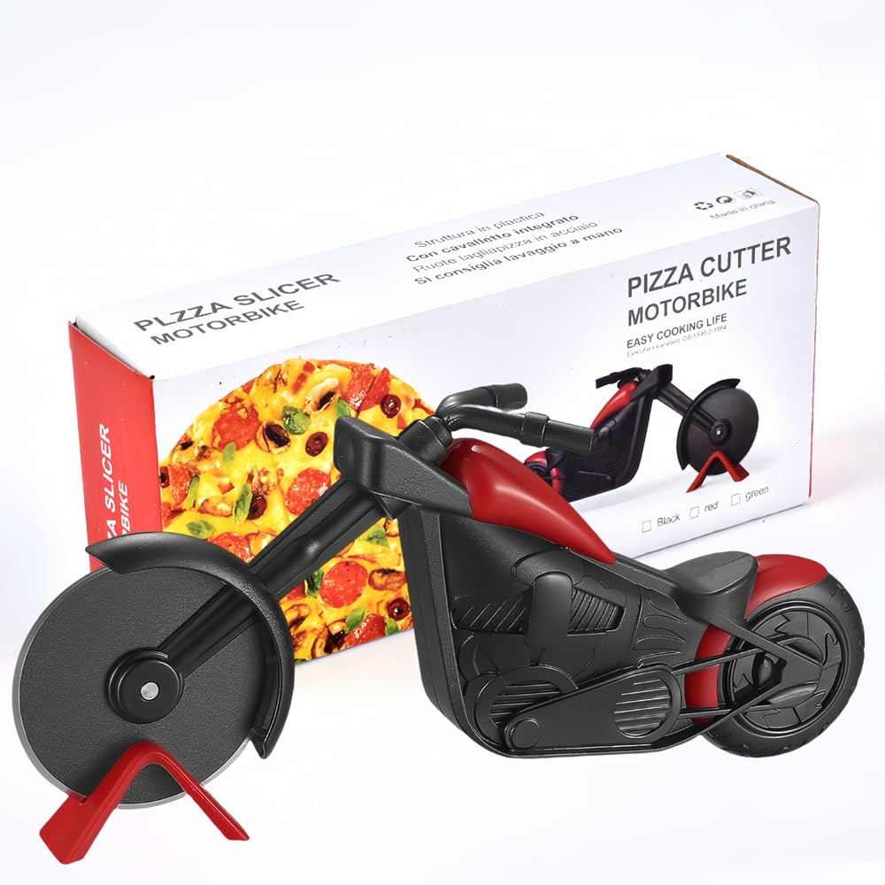 XIYUAN Pizza Cutting Wheel, Pizza Cutter, Sharp Pizza Slicer, Circular Motorcycle Pizza Cutter Wheel, Easy to Clean, With Display Stand.
