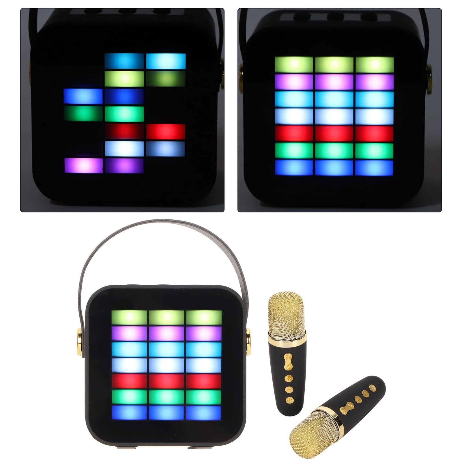 Septpenta Mini Karaoke per Bambini, Altoparlante Bluetooth Portatile, Effetti di Illuminazione a LED Altoparlante Bluetooth Wireless, con 2 Microfoni Wireless per Regali di Compleanno