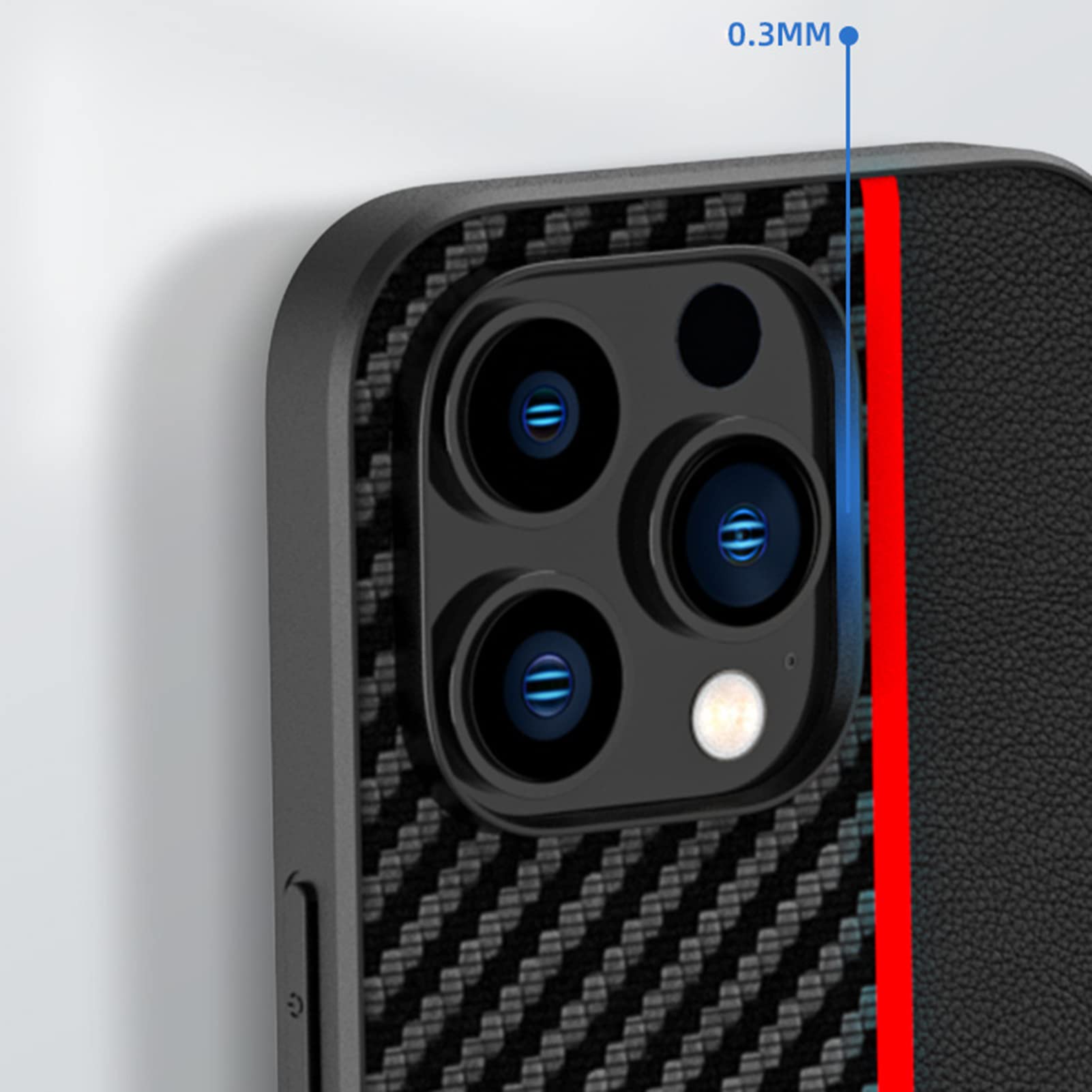 Cover Carbonio per iPhone 14/14 Pro/14 Plus/14 Pro Max, Nero Opaco Copertura Antigraffio Protezione della Lente Ultra-sottile Custodia per Ricarica Wireless,Blu,14 pro 6.1