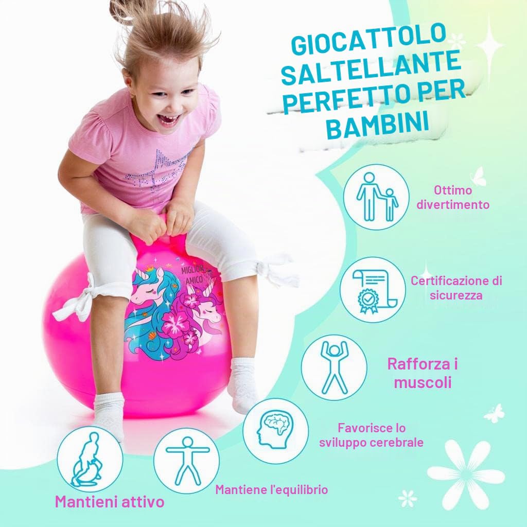 U&C Planet 45CM Pallone da Salto per Bambini 3-8 Anni Supporta Fino a 100 kg Design Antiscivolo con Pompa Palla da Salto in PVC per Interni ed Esterni