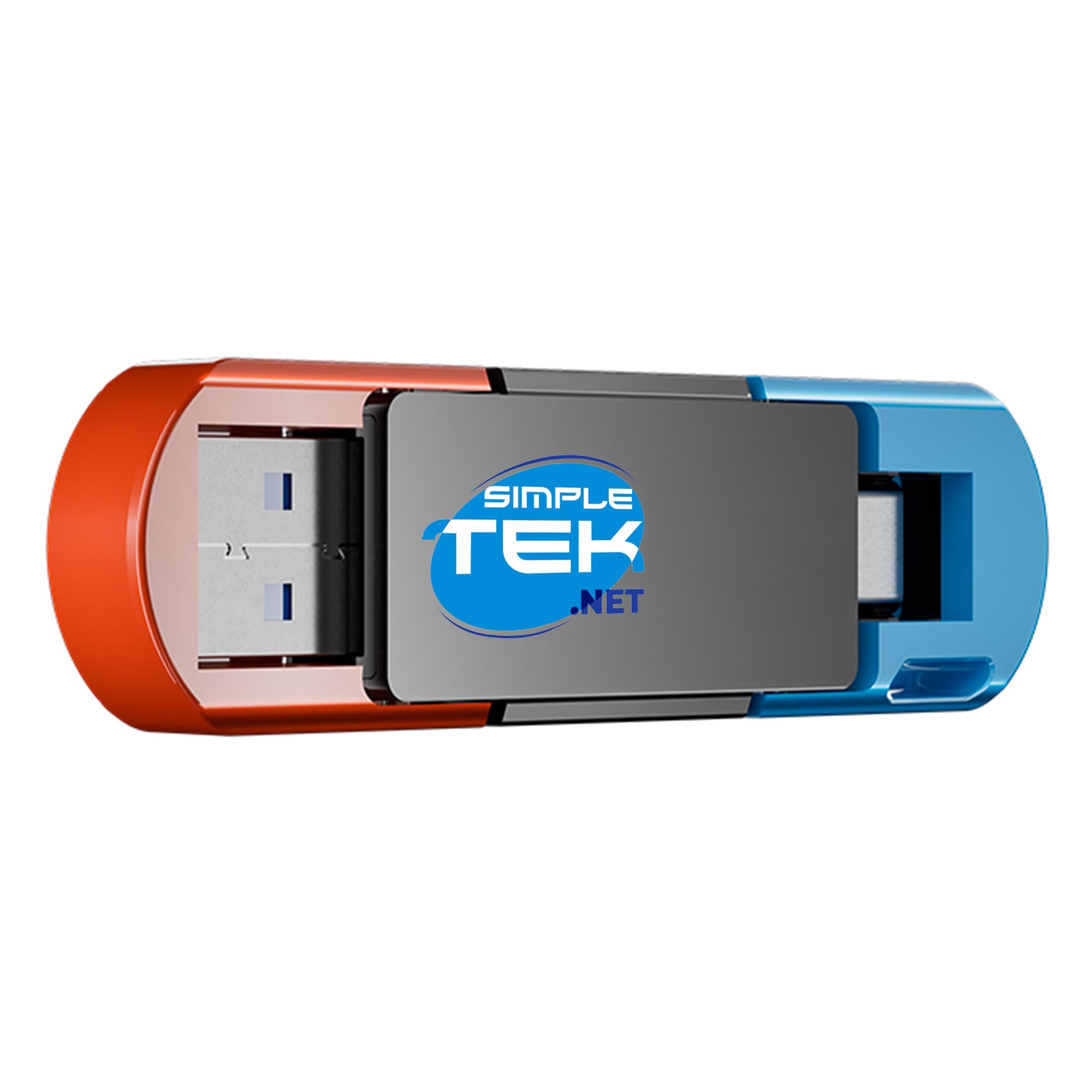 SIMPLETEK - Chiavetta USB SSD Portatile 512 GB (Rosso/Blu) ad Altissima Velocità - USB 3.2 Gen 2, Doppio Connettore USB-A e USB-C