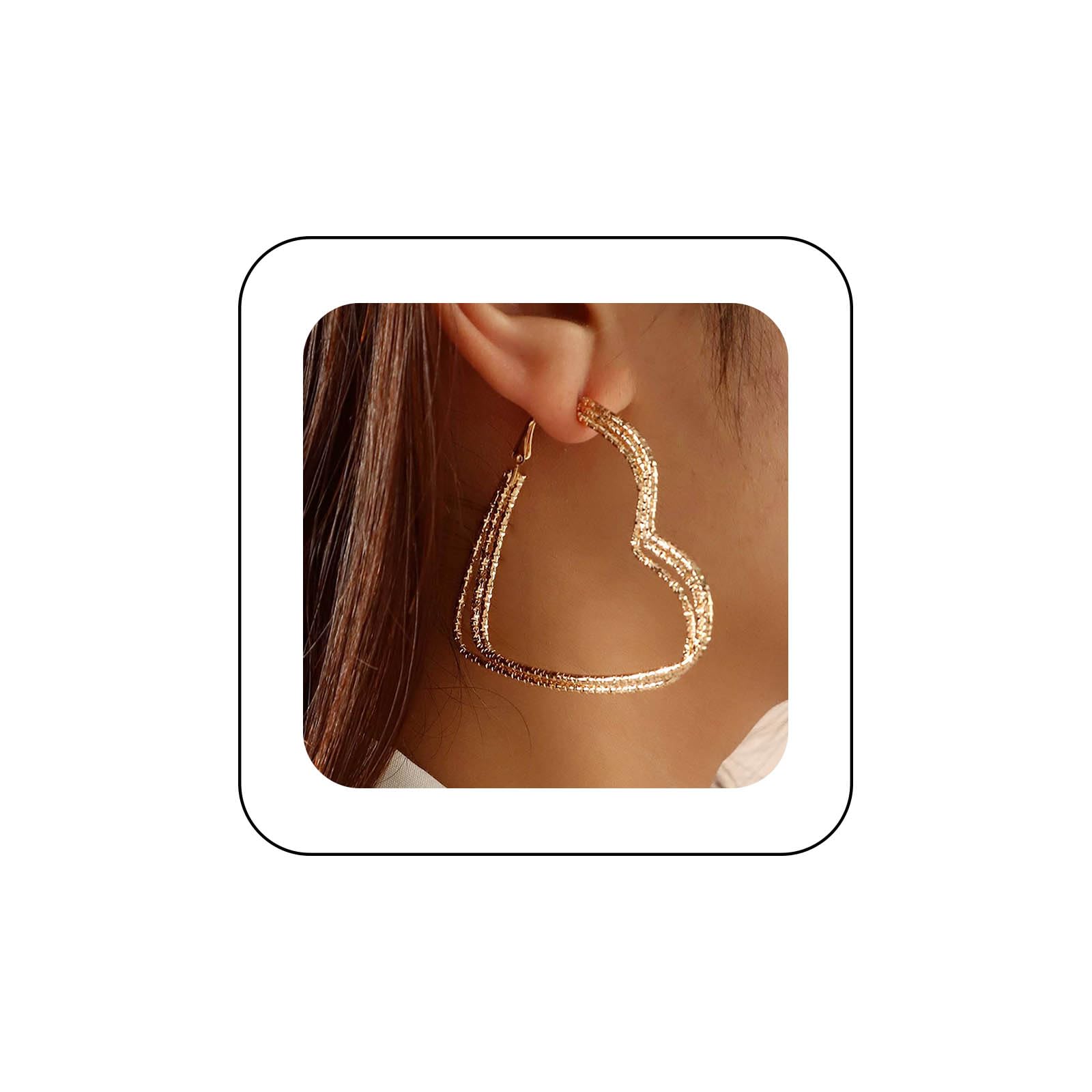 Aneneiceera Boho Grande Cuore Orecchini D'oro Matrimonio Sposa Amore Cuore Loop Goccia Orecchini Dichiarazione Multi Strato Geometrico Cuore Borchie Orecchini Cuore Vuoto Gioielli Per Donne E Ragazze