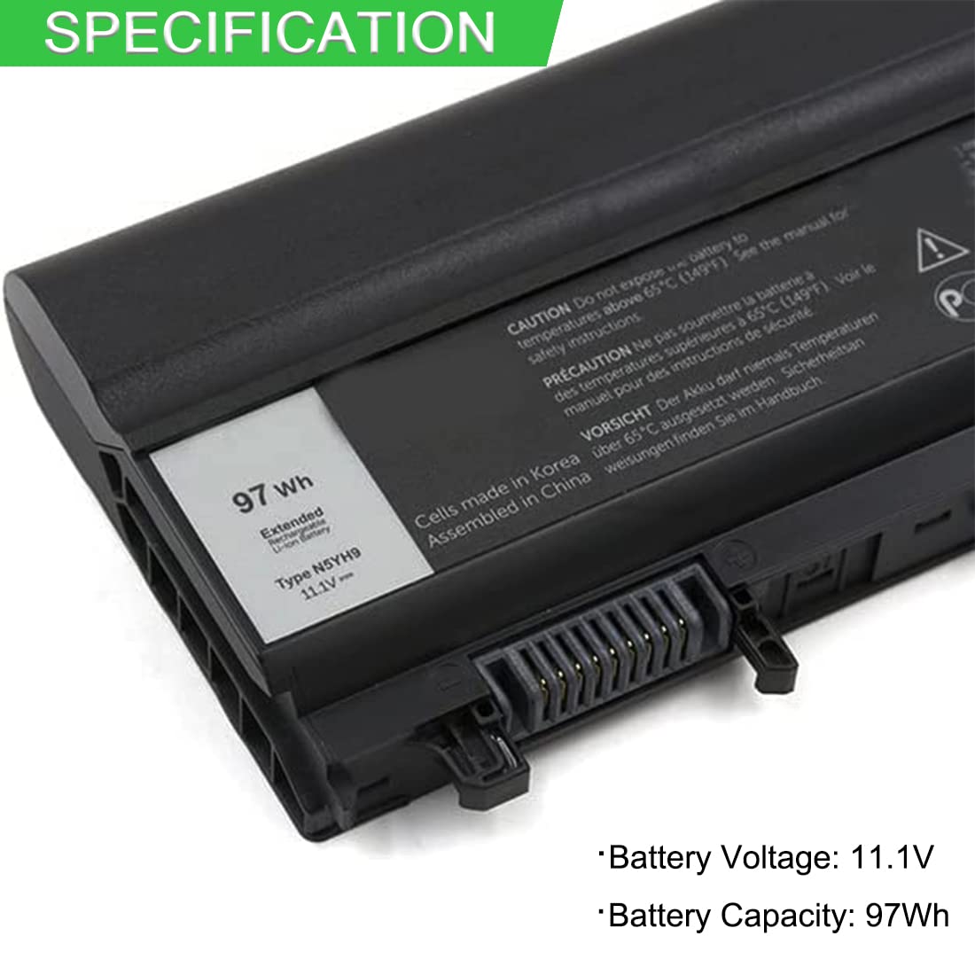 XITAIAN N5YH9 FT6D9 11.1V 97Wh Compatible Batterie Remplacement pour Dell Latitude E5540 E5440 Series 3K7J7 970V9 9TJ2J VJXMC VVONF M7T5F WGCW6 0K8HC 1N9C0 7W6K0 F49WX NVWGM