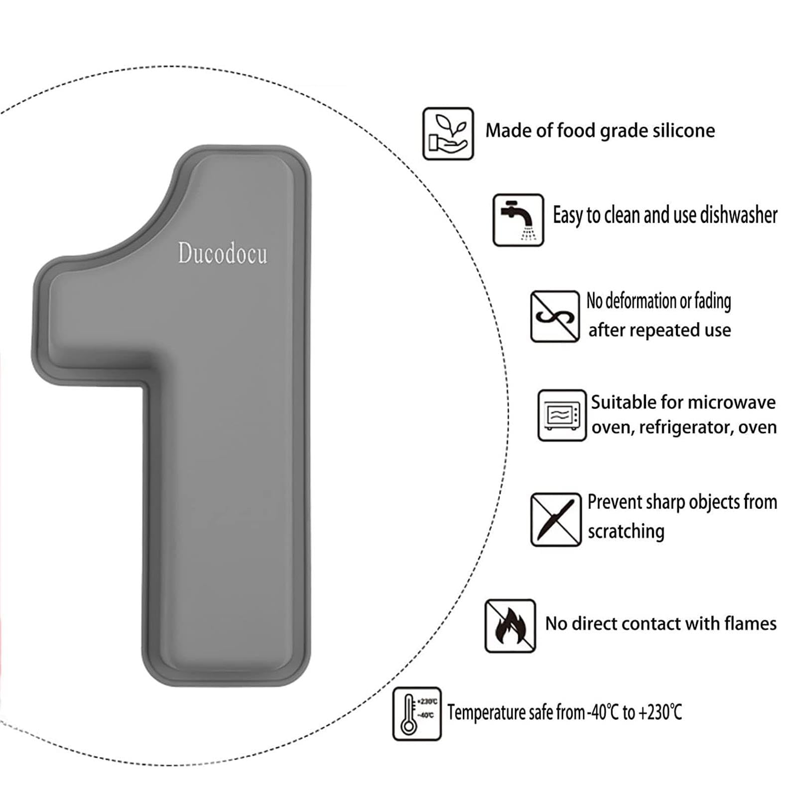 Ducodocu Silicone Number Cake Pan Large 3D Number Cake Mold Baking Forms Novel Cake Tins DIY Baking Mold for 2/20th Birthday Wedding Anniversary 10 inch Number of 1&2, 2 Pack