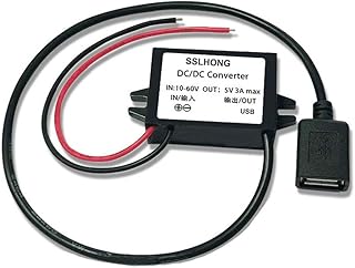 SSLHONG DC 10-60V to DC 5V USB A Buck Converter 3A Voltage Adapter Power Supply Module Step Down Voltage Regulator 12V/24V/36V/48V to 5V Voltage Transformer