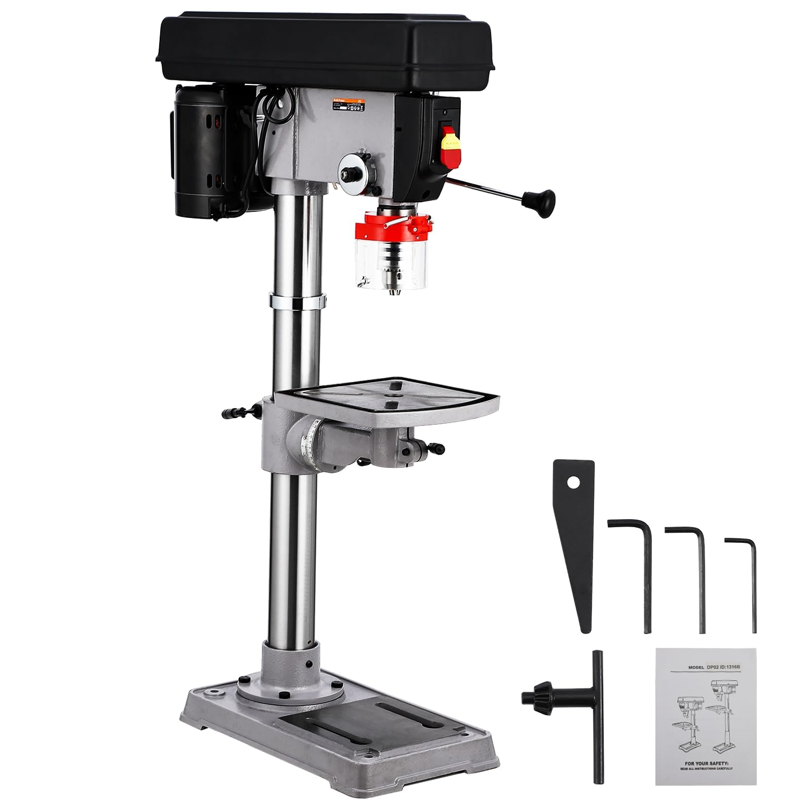 13 Inch Benchtop Drill Press, 7.5A 288-3084 RPM Variable Speed, 0-45° Tilting Table, 5/8" Chuck, Cast Iron Drilling Machine for Wood and Metal
