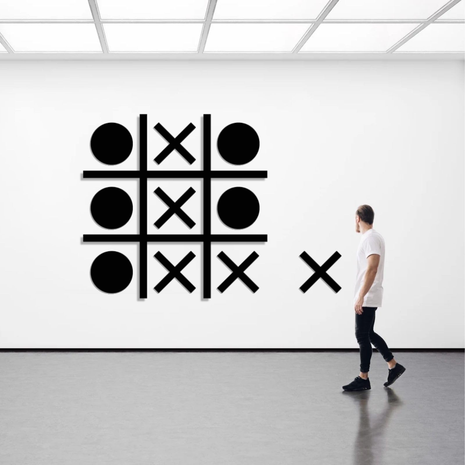 Metall-Wanddeko, Tic-Tac-Toe, Tic-Tac-Toe-Deko, Brettspielkunst, Lustige Deko, Spiel-RoArt, für Ro (Schwarz, 60 x 60 cm)