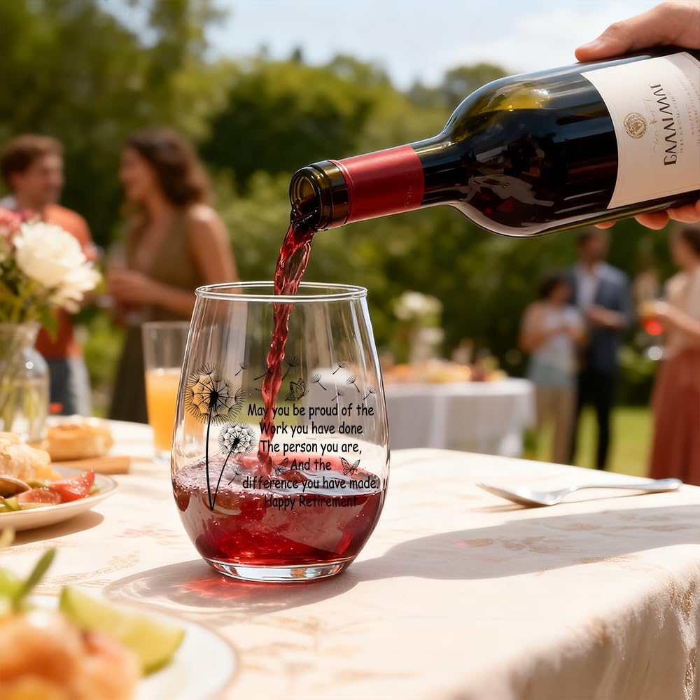 XQLZY May You Be Proud Of The Work You Have Done Stemless Wine Glass, Funny Retirement Wine Glass Farewell Gifts for Mom Grandma Aunt BFF, Christmas Birthday Thanksgiving Gifts for Women Sister Friend - Image 3