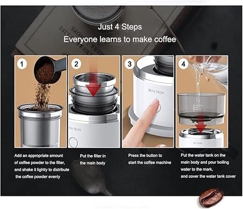 Miniatura 3 de RUIWAN Sm Cafetera de goteo automática Mini cafetera portátil de mano, máquina de filtro de goteo para trabajo, comidas al aire libre y viajes,