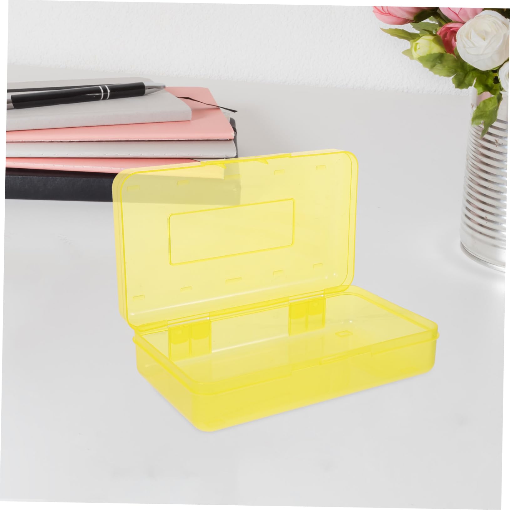 Tofficu 3 Pezzi Astucci Trasparenti Plastica per Matite da Contenitori per Cancelleria con Sicuro Organizer Capacità per Scuola e Ufficio Colori e Giallo