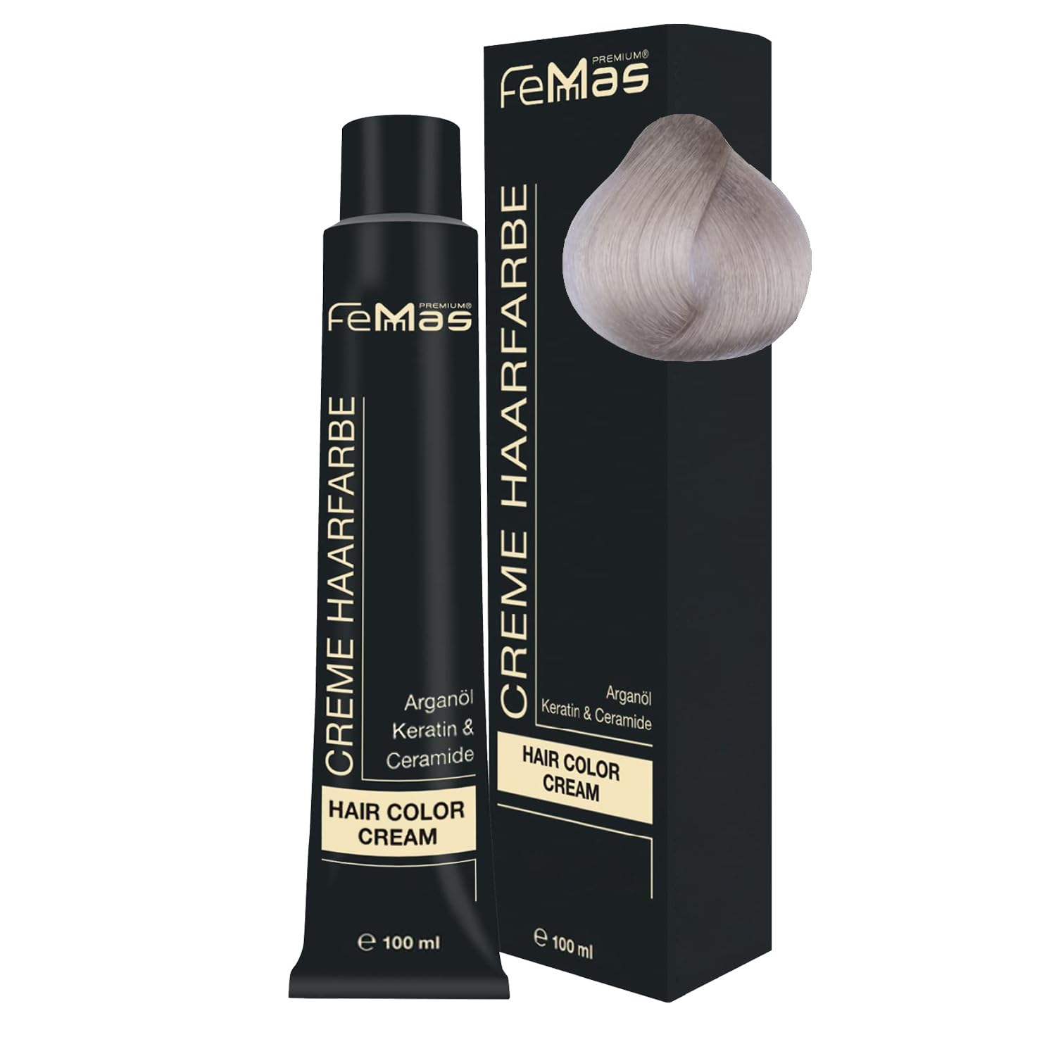 Femmas Platinum Ash Blonde Hair Dye 11.1 - Professional Cream With Argan Oil, Keratin and Ceramides - Permanent Coloring