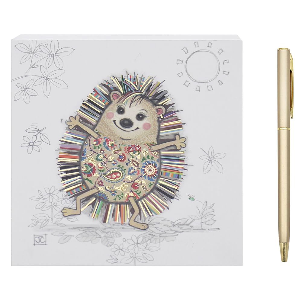 L & P Home & Gifts Hattie Hedgehog Memo Block | Designed By Bug Art | Artistic Square Memo Block For Office, Home or Schools | Murphy Mutt Memo Pad Block With Lovely Designs