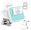 Sticker Printer - Mini Printer with Stickers, Bluetooth Inkless Printer, Sticker Maker, Mini Photo Printer, Portable Thermal Printer for iPhone, Impresora Portátil for Notes, Journal, DIY, Kids Gift