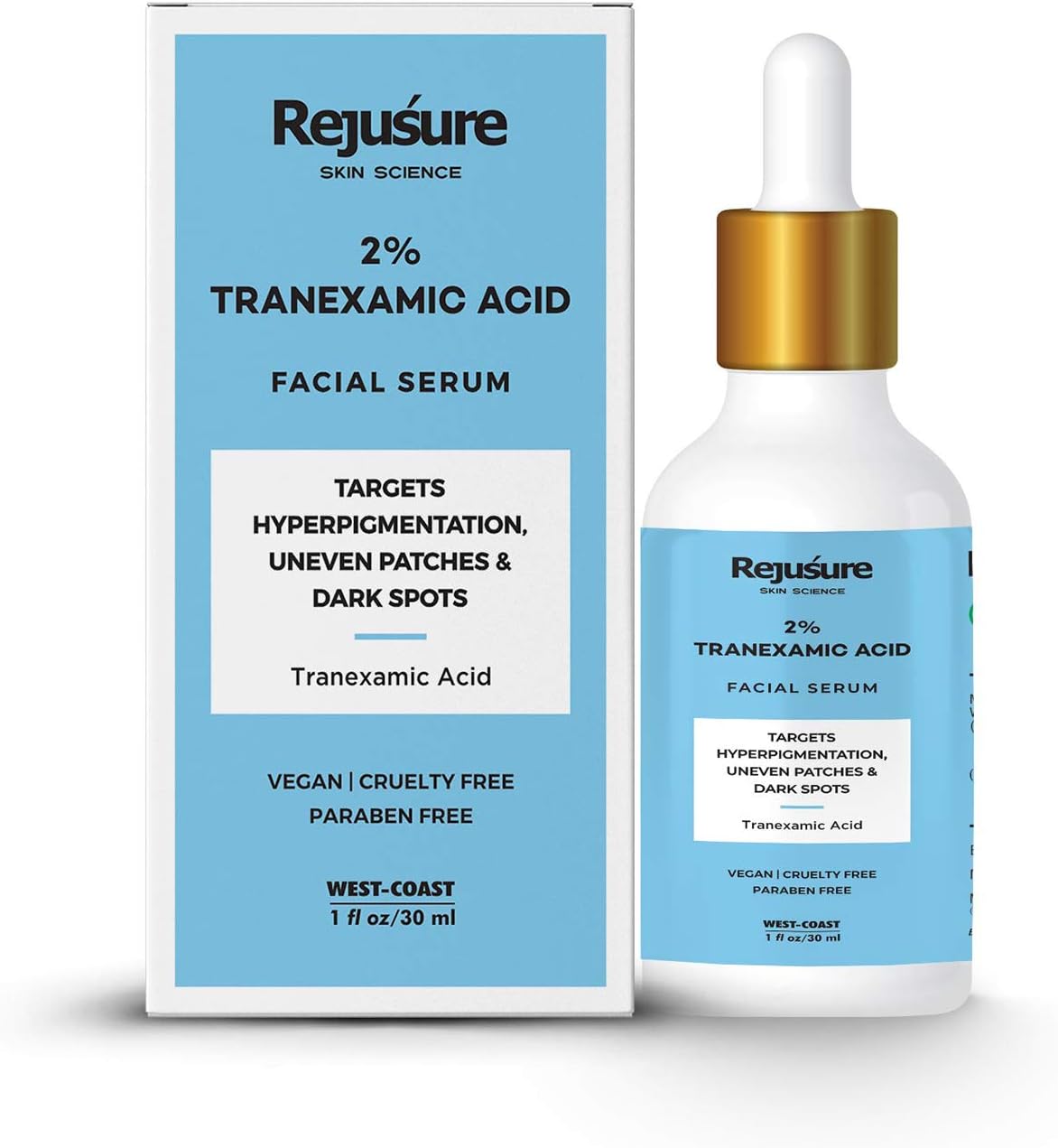 Rejusure Tranexamic Acid 2% Face Serum for Hyperpigmentation, Uneven Patches & Dark Spots โ 30ml