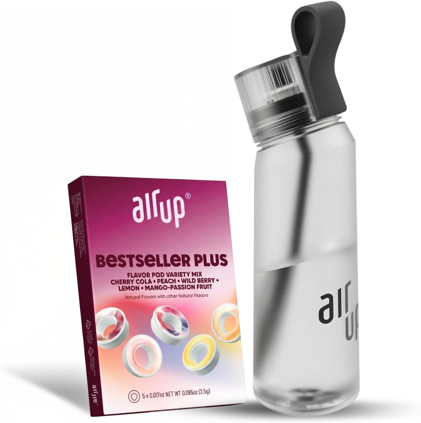 air up water bottle (22 oz) for school, sports, gym | includes 5 scent pods & straw | flavored bottle in white – also for kids, boys, girls | no calories, sugar-free and suitable for carbonation