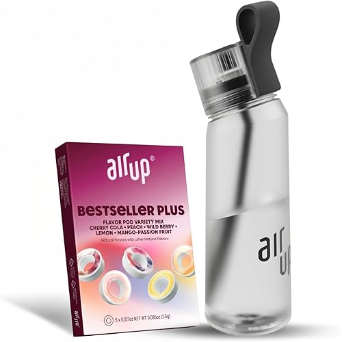 air up water bottle (22 oz) for school, sports, gym | includes 5 scent pods & straw | flavored bottle in white – also for kids, boys, girls | no calories, sugar-free and suitable for carbonation