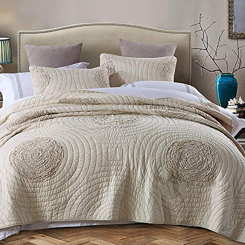 Genérico Cubrecama Acolchado De Algodón Tamaño King, Juego De Cama De Algodón De 3 Piezas, Juego De Cubrecama De 230 X 250 Cm, Diseño De Patrón En Relieve De Doble Cara (Graya 240 * 260cm)