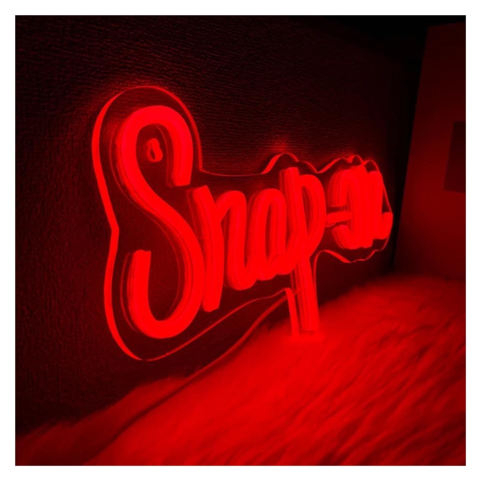 Insegna luminosa al neon Snap-On per insegna al per neon, cartellone pubblicitario con lettere rosse, luce LED dimmerabile alimentata tramite per USB
