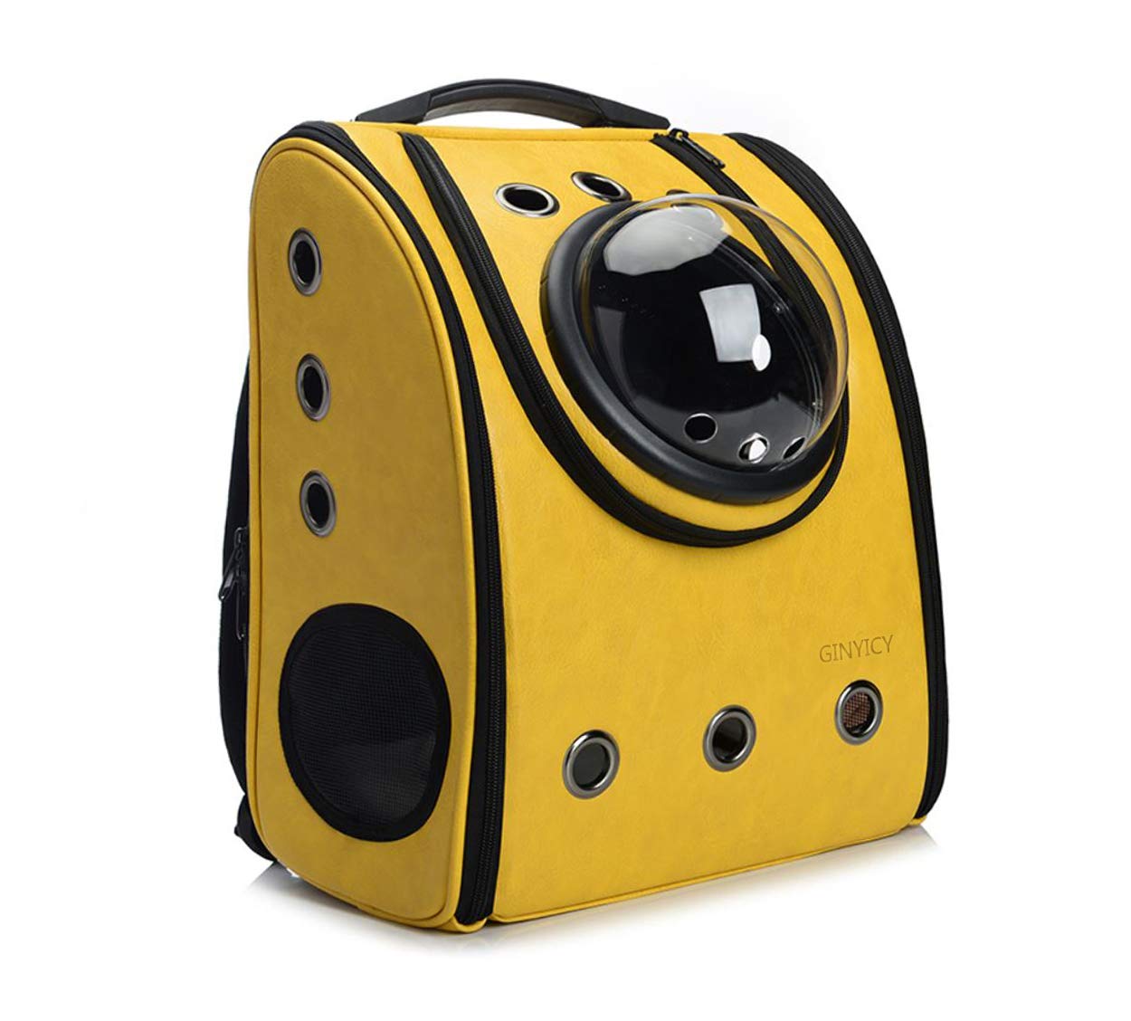 ANXUAN Portable Travel Pet Backpack Space Capsule Design Waterproof Cat Small Dog Backpack Airline Approved (Yellow) Pet Supplies