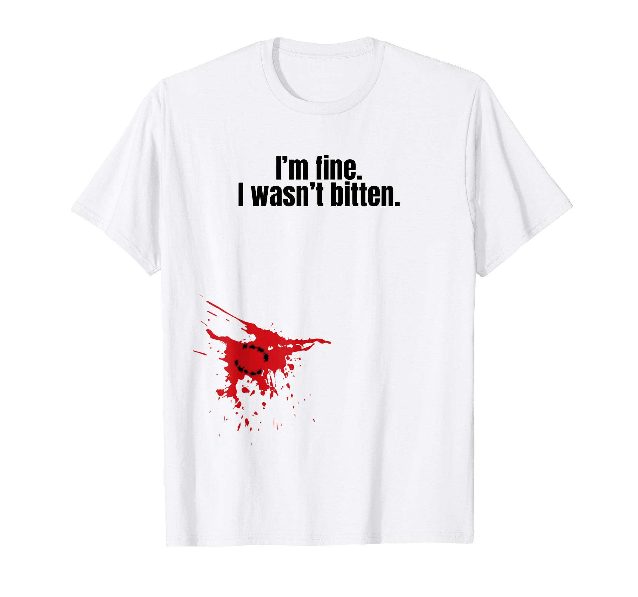 Cool Cute Halloween Night Zombie Bite GiftCool Funny I'm Fine I Wasn't Bitten Zombie Bite T-Shirt