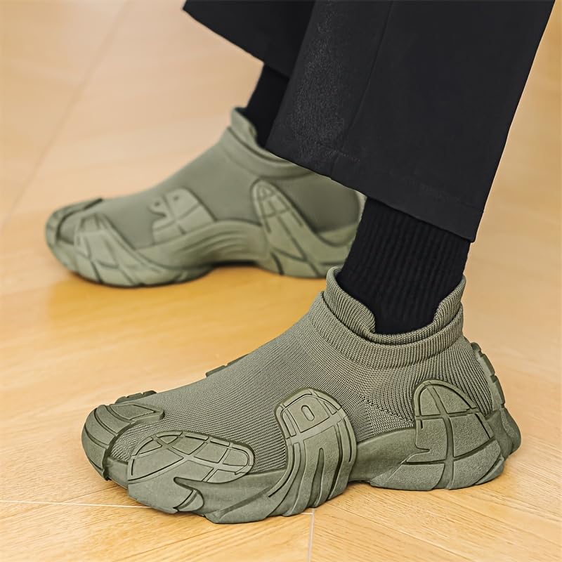 Men's Stylish Low-Top Slip-On Sneakers - Retro-Futuristic Design, Upper, Breathable Fabric Lining, Perfect for Casual and Semi-Formal Occasions3