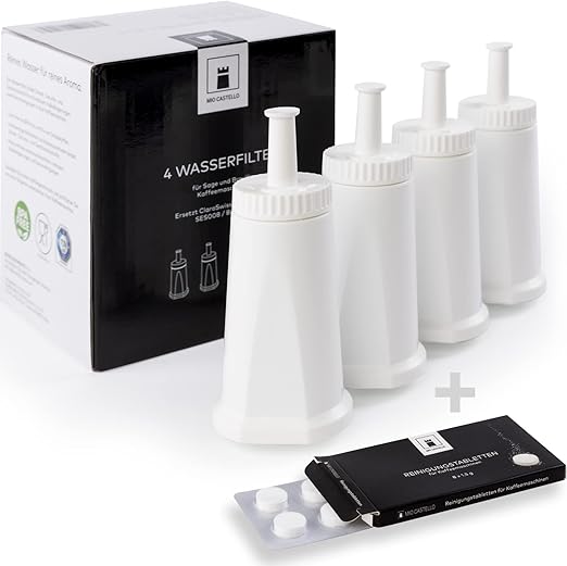 mioCASTELLO® 4x Wasserfilter für Sage/Breville (TÜV SÜD geprüft) + 8x