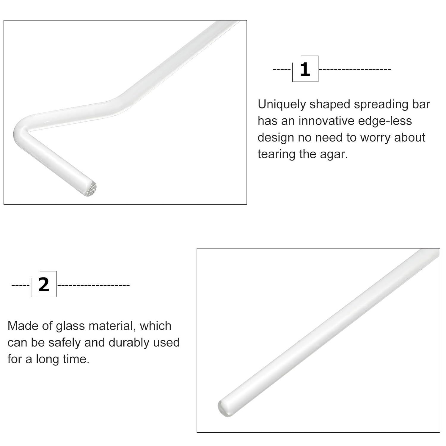 4pcs 6mm Diameter Glass Cell Spreaders Lab Glass Rod Spreader Set for Biochemical Plate Coating and Cell Distribution in Laboratory Use