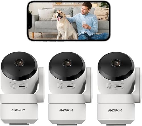 Cámara de seguridad WiFi para vigilancia interior, 3 cámaras interiores para monitor de bebémascotaancianos, pista de movimiento, detección de IA,