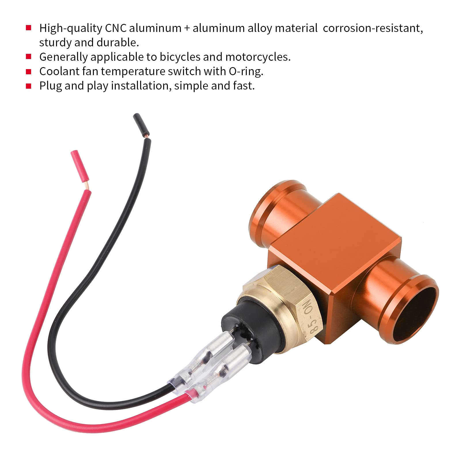 Interruptor De Temperatura Del Agua, Termostato Interruptor De Temperatura Del Agua Radiador Refrigerante Sensor De Temperatura Del Ventilador Para Motocicleta ATV Vehículo Todo Terreno(naranja)