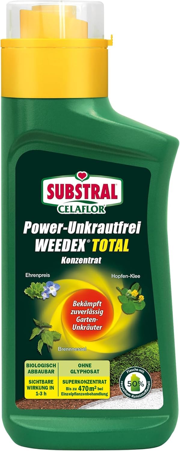 Substral Celaflor Power Unkrautfrei Weedex Total, Unkrautvernichter, gegen Unkräuter, Gräser und Moos, Konzentrat 380ml