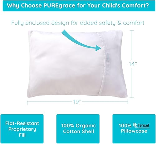 Miniatura 4 de PUREgrace Tencel - Juego de almohada y funda de almohada para niños pequeños, funda de algodón orgánico, lavable y suave para niños de 2 a 5 años,