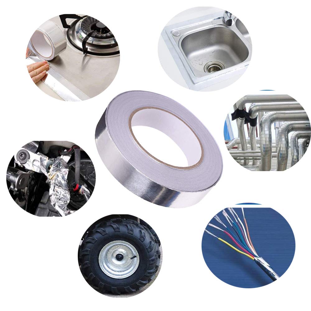 50 m x 20 mm Premium aluminio lámina adhesiva cinta con adhesivo conductor, cinta adhesiva de aluminio sellado, para HVAC Reparación, Conductos, Aislamiento
