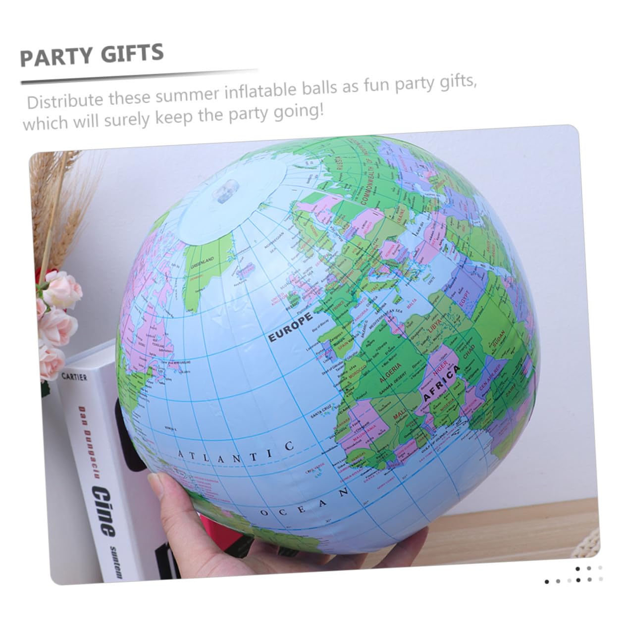ORFOFE 8 pezzi Palloni Spiaggia Gonfiabili Globo Mondo in PVC Materiale Resistente e Leggero Design Mappa Mondiale Inglese per Piscina e Spiaggia Riutilizzabili e Facili da Gonfiare